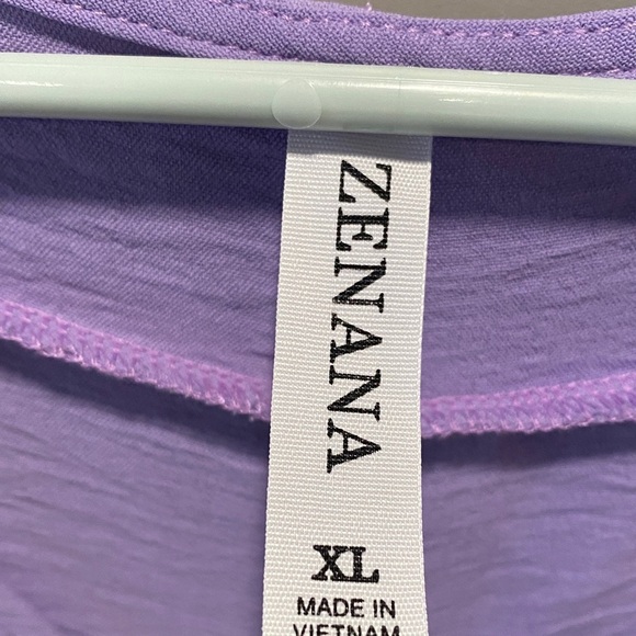 Zenana Lilac V-Neck Textured Top | Women’s XL | Relaxed Fit Lightweight Blouse - Picture 2 of 5